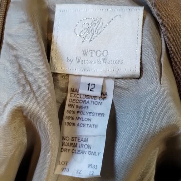 W Too Watters & Watters Bronze Two-Piece Cream Ribbon Sash Formal Skirt Set 12 - Picture 9 of 13